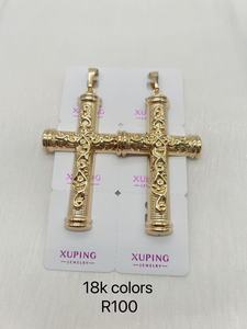 XUPING Gioielli all'ingrosso, ciondolo unisex da <span class=keywords><strong>uomo</strong></span> placcato oro, stile Hip Hop Iced Out, personalizzato con croce di Gesù, alla moda - Product Image 2