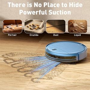 Robot Vacuum Mop Smart Robotic <b>Cleaner</b> APP/Remote/Voice Control Scheduled Cleaning Slim Body Self-Charging Pet <b>Hair</b> 2-in-1 Vacuu - Product Image 2