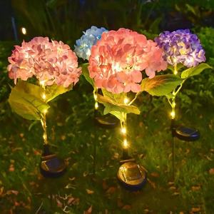 Luz de tierra de Hortensia Artificial grande de una sola cabeza Solar LED para decoración de patio Festival atmósfera césped - Product Image 1