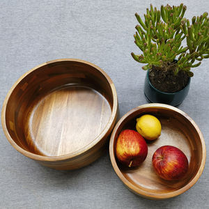 Anpassbare nachhaltige Akazien holz Rühr schüsseln Salat Kokosnuss löffel <span class=keywords><strong>Set</strong></span> Natur Holz Servier schale für Party Food Service Tools - Product Image 4