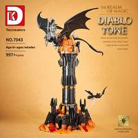 DK7043 Torre de Magia Oscura con Luz LED, Arquitectura de Dragón, 997 Piezas, Diorama, Set de Bloques de Construcción Coleccionables para Aficionados