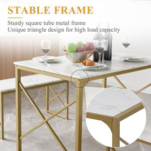 Set <span class=keywords><strong>da</strong></span> Pranzo Moderno di Lusso Estensibile in Metallo con Sedie per <span class=keywords><strong>4</strong></span> Persone, <span class=keywords><strong>Tavolo</strong></span> <span class=keywords><strong>da</strong></span> Colazione - Product Image 4