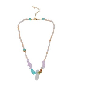 Collier bohème en pierres naturelles, fait main, avec pierres concassées et perles, pour femme, bijoux tendance - Product Image 5