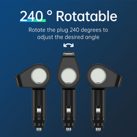 Adaptateur allume-cigare multifonction pour voiture 12-24V 120W 3 ports USB Type-C PD 18W Chargeur rapide rotatif Prise en fibre de carbone