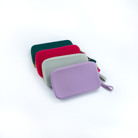 Dompet Koin Mini Silikon Unisex Logo Kustom Resleting Tempat Kartu Pria Wanita