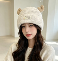 Bonnet tricoté personnalisé pour adulte, imprimé numériquement, style vintage, réglable, à revers, chaud, côtelé, cadeaux de Noël et de fêtes