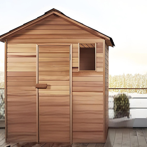 Sauna infrarouge à vapeur sèche Boyce, en bois de cèdre massif, pour villa moderne, cabane de luxe extérieure, avec fenêtres en transom et ordinateur - Product Image 4