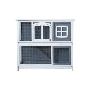 Two Storeys Wholesale Rabbit Hutch Wooden Rabbit Cage with Slide-out Tray