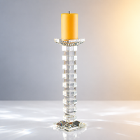 Support de bougie en cristal géométrique empilable, bloc carré, colonne, base à facettes, coupelle à bougie, décoration d'intérieur
