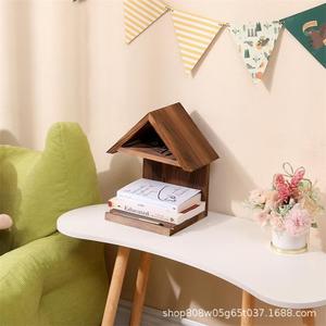 Estante de pared de madera creativo, forma irregular, estante de almacenamiento de madera maciza de 2 niveles para libros y decoraciones, montaje multiusos - Product Image 3