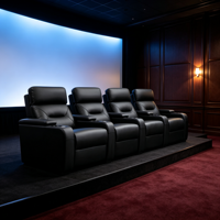 Fauteuils de cinéma modernes de luxe en cuir noir, sièges inclinables électriques pour home cinéma, canapé avec éclairage ambiant LED et porte-gobelets