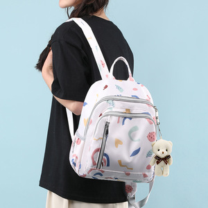 Cute Solid <b>Mini</b> <b>Backpack</b> Women Girls Lightweight Water Resistant Oxford Fabric School Travel Bag Front Zip Pockets Large - Product Image 2