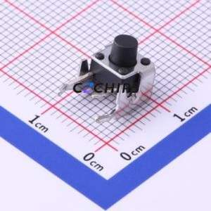 UK-B02124-G6.5-160 Tactile Switch Bent Lead Through Hole-4P,6x6mm Single Pole Single Throw Round Button 1.6N Right Angle Insert - Product Image 1