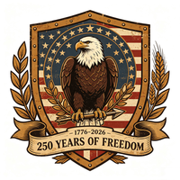 Transfert DTF Américain 250e Anniversaire : Badge Aigle Vintage Spirit of America Prêt à Presser pour T-shirts