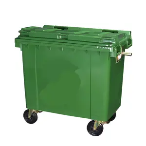 660L 1100L recipiente de plástico para lixo externo com rodas