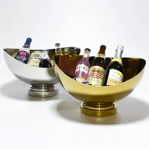 Wholesale stainless steel wine champagne bucket cooler chiller 9L egg shape metal ice bucket