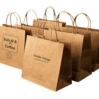 Sac en papier kraft simple personnalisable pour desserts et thés au lait, sac de courses à poignée, épaissi, vente en gros