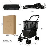 Vente en gros, poussette pour animaux de compagnie multifonctionnelle portable à double couche, grand espace pour les familles multi-animaux, fournitures pour animaux de compagnie