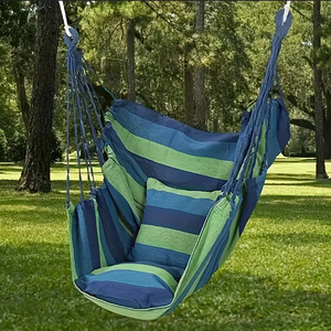 Hamac en <span class=keywords><strong>toile</strong></span> décontracté pour adultes, très vendu - Chaise suspendue de type panier pour intérieur et extérieur, capacité de 150 kg, bleu/vert, pour l'université - Product Image 2