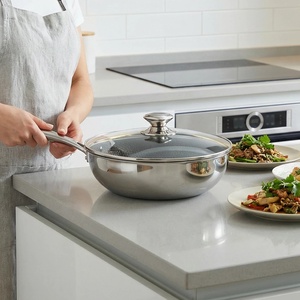 2 Piezas de Sartenes Pequeñas Tipo <span class=keywords><strong>Wok</strong></span> de Acero Inoxidable de Doble Cara con Base de Tres Capas y Tapas de Vidrio, Revestimiento Antiadherente de Cerámica, Venta al por Mayor - Product Image 6