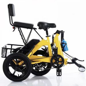 Tricycle électrique pliable de 16 pouces pour adultes, cadre en aluminium, moteur sans balais, 7 vitesses, panier, batterie lithium intégrée 48V 10.4AH, frein à disque - Product Image 3