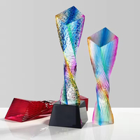 Trophées en verre cristal gravé en forme d'étoile avec placage coloré pour souvenirs d'affaires