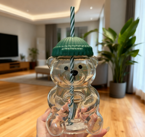 <span class=keywords><strong>Tasse</strong></span> à café en verre borosilicate <span class=keywords><strong>personnalisable</strong></span> Ours en peluche de Noël 2026, 20 oz, avec couvercle résistant à la chaleur et paille, compatible lave-vaisselle et micro-ondes - Product Image 3