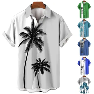 夏季热卖男士夏威夷海滩中国供应商纽扣衬衫男士度假定制印花沙滩衬衫夏威夷定制衬衫