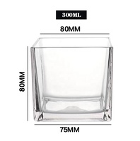 Mini aquarium 6x6cm, pot en verre à large ouverture avec couvercle en aluminium/plastique, écologique, carré, pour bougeoir ou vase à fleurs