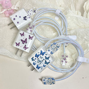 เคสป้องกันสายเคเบิล USB เคสชาร์จเร็วสำหรับ iPhone 18W/20W ที่หมุนหัวฝาครอบสายไฟน่ารักผีเสื้อสีสันสดใส - Product Image 1