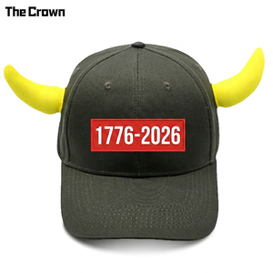 Custom Logo 6 Panel <b>Baseball</b> <b>Cap</b> With Horns Wholesale Bulk Usa 250Th Woven Patch Hat With Metal Buckle Manufacturer - Product Image 3
