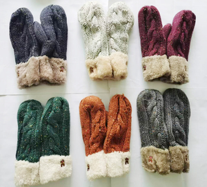 Gants chauds d'hiver de <span class=keywords><strong>haute</strong></span> qualité super bon marché Gants d'hiver pour femmes Mitaines tricotées pour filles Lady en stock - Product Image 2