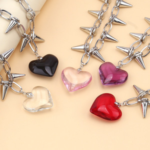 Collar con colgante en forma de corazón de aleación de zinc, joyería de moda para fiestas, diseño retro para mujer - Product Image 2