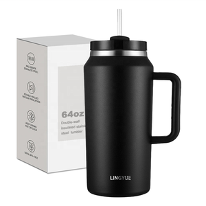 Bouteille d'eau isotherme en acier inoxydable <span class=keywords><strong>de</strong></span> grande capacité (64 oz) avec paille et poignée, anti-fuite, idéale pour les voyages en plein air, le <span class=keywords><strong>camping</strong></span> et les activités sportives - Product Image 2