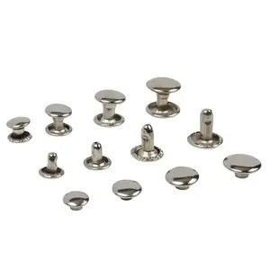 Wholesale Decorative Snap Rivets Two Side Silver Black Double Head Cap Stainless Steel Brass 8 Mm Double Cap Rivet For Leather