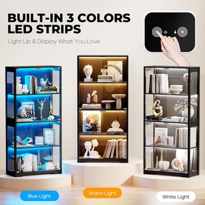Luxury LED Wooden Glass Display Cabinet Modern Showcase Home Office Retail Showroom Customizable Eco-Friendly Support OEM ODM - Product Image 4