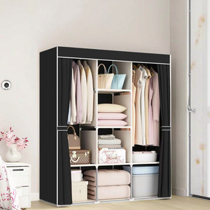 Armoire amovible autoportante économique pour chambre à coucher, style japonais, avec système de rangement rotatif simple et accessoires pratiques, étagères incluses - Product Image 5