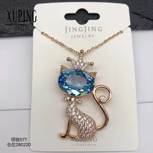 Xuping – bijoux à la mode, collier en cristal de diamant élégant et exquis avec chat, papillon, oiseau, clé en forme de cœur, 1069