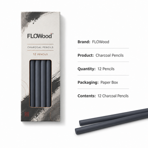 FLOWood Lot <span class=keywords><strong>de</strong></span> 12 crayons <span class=keywords><strong>de</strong></span> fusain en bois pour l'art <span class=keywords><strong>de</strong></span> l'<span class=keywords><strong>encre</strong></span> chinoise, crayons <span class=keywords><strong>de</strong></span> <span class=keywords><strong>dessin</strong></span> pour artistes, ombrage et portraits, fournitures artistiques - Product Image 4