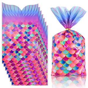 Bolsas <span class=keywords><strong>de</strong></span> plástico <span class=keywords><strong>de</strong></span> celofán <span class=keywords><strong>de</strong></span> sirena <span class=keywords><strong>de</strong></span> diseño único para niña, cumpleaños, fiesta temática del mar, dulces, galletas, aperitivos - Product Image 1