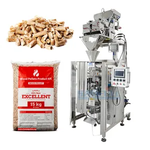 Automatic linear weigher packing 10kg 15kg 20kg pouch wood pellets packaging machine bagging wood pellets filling machine