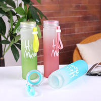 Bouteille d'eau en verre givré coloré à changement de couleur avec couvercle, personnalisable avec logo, vente en gros LOVFE