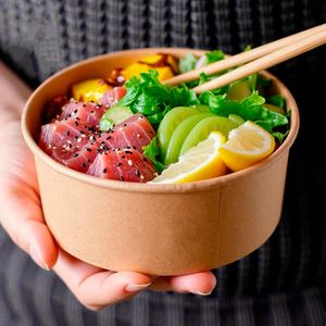 Vente en gros de bols à lunch en papier kraft personnalisés, écologiques, jetables, de qualité alimentaire, pour les fêtes, avec revêtement imperméable - Product Image 3