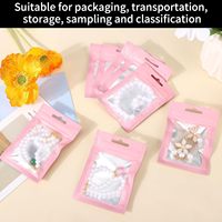 Sacs plats refermables en aluminium transparent multicolores, à fermeture éclair, pour produits de beauté
