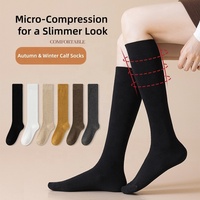 Chaussettes de compression micro pour femmes, chaussettes amincissantes mi-hautes pour le printemps et l'automne, chaussettes longues de style japonais
