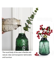 Vase en verre à cylindre noir de style nordique, Pot de fleurs hydroponique pour Bouquet, décoration de Table