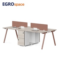 Bureau de travail modulaire en bois pour 6 personnes EGROspace Projects, table d'ordinateur moderne avec pieds en métal carrés