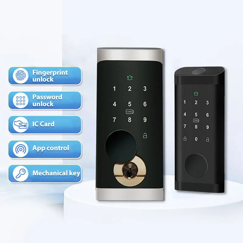 Bluetooth Tuya TTLock Finger abdruck Passwort IC-Karte Digitale Tastatur Smart Deadbolt Lock mit Türklingel