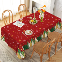 Nappe de table pour fête de Noël Huancai, motif d'arbre d'hiver et de flocons de neige, nappe en plastique jetable pour fournitures de fête de Noël