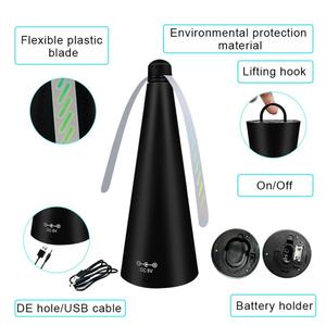 Ventilateur anti-mouches portable suspendu, rechargeable par USB ou fonctionnant sur piles, répulsif anti-insectes pour plafond, pour camping, patio, extérieur - Product Image 3